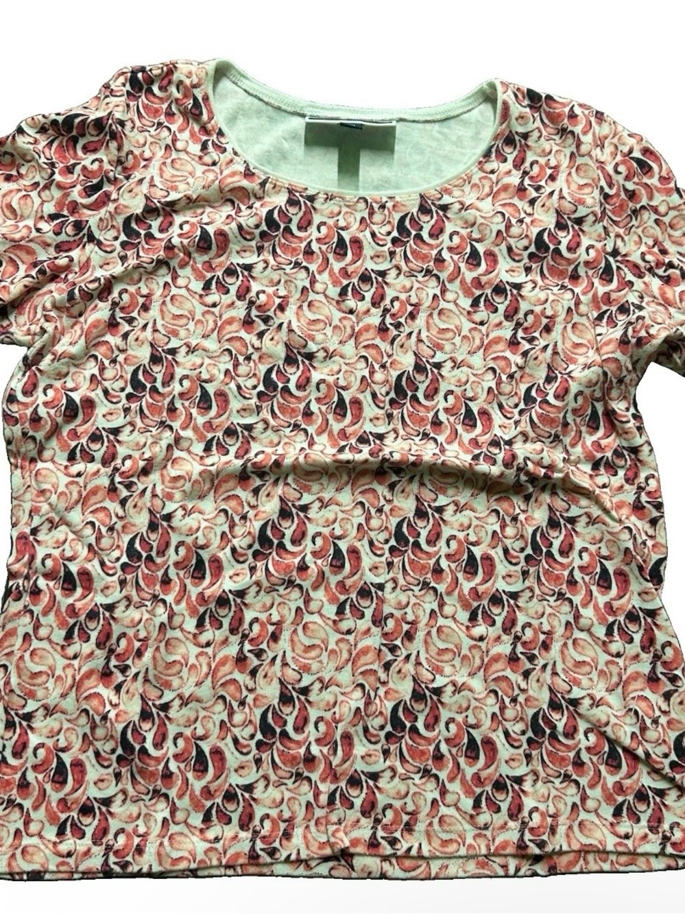 Women’s Karen Scott Pink Paisley Short Sleeve T Shirt Size PM Medium